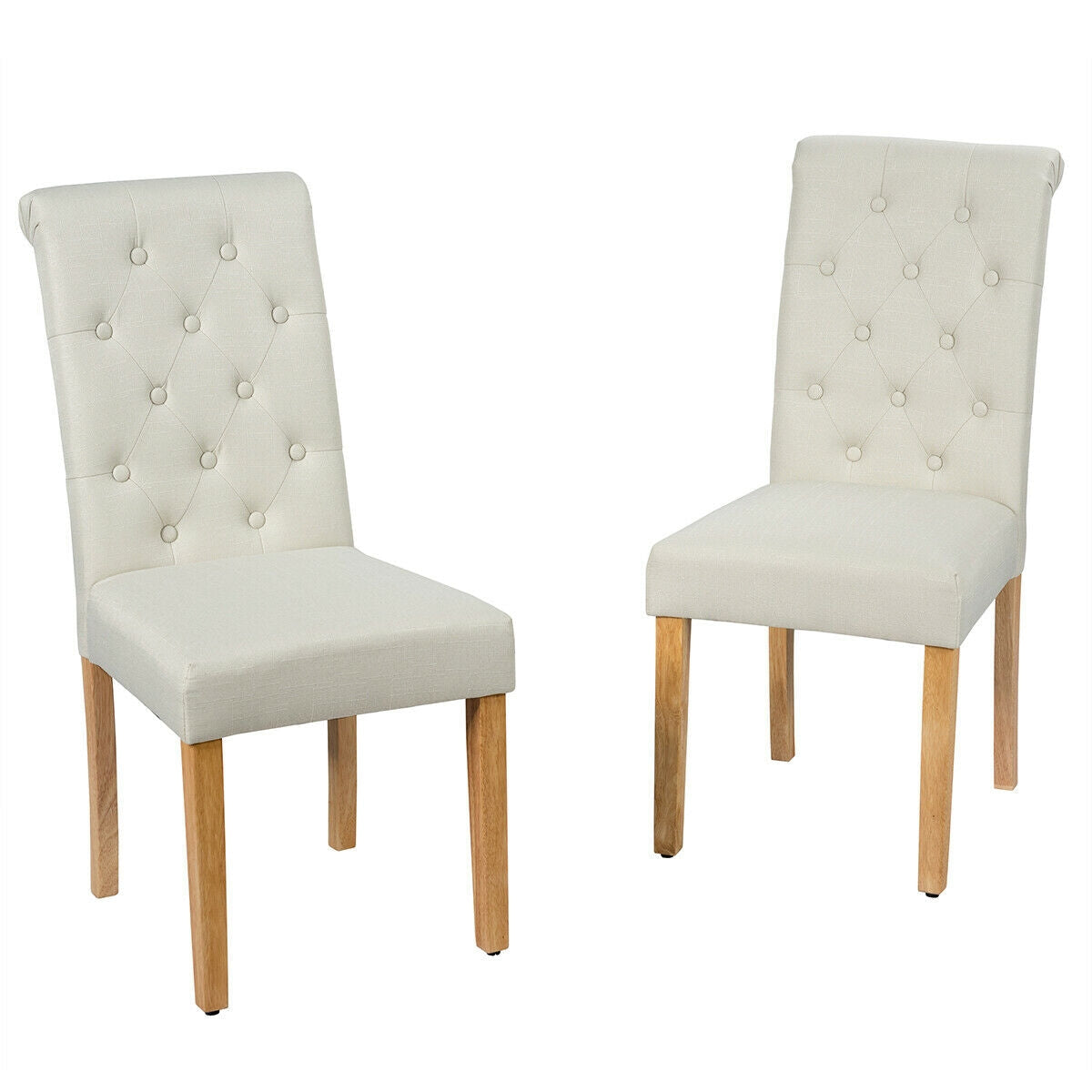 Juego de 2 sillas de comedor tapizadas con almohadillas antideslizantes ajustables