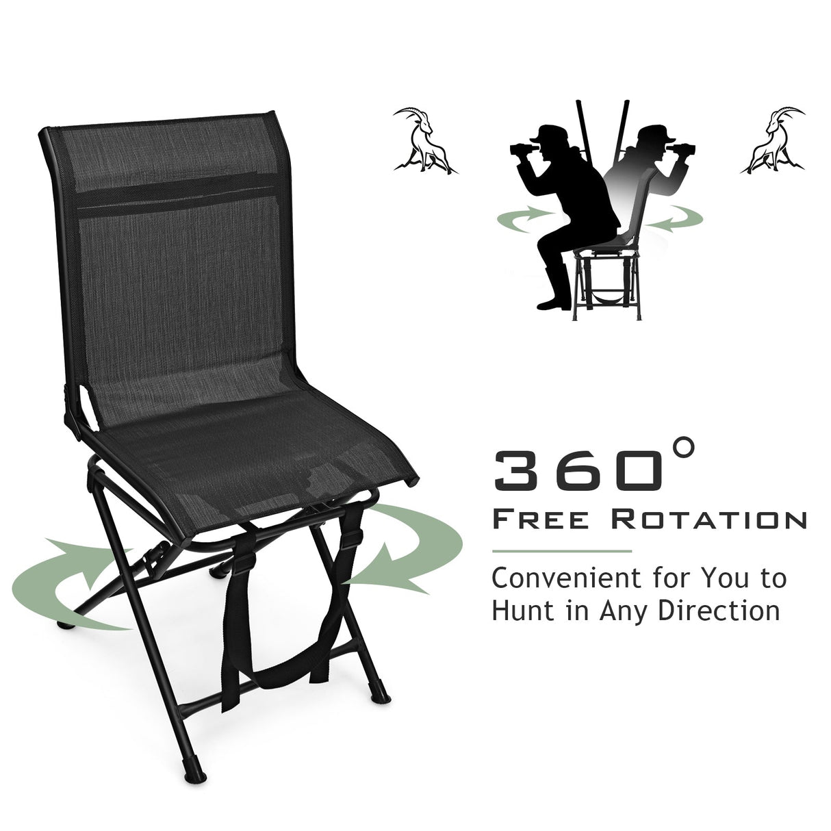 Sillón giratorio plegable para exteriores, para todo tipo de clima, con marco de hierro