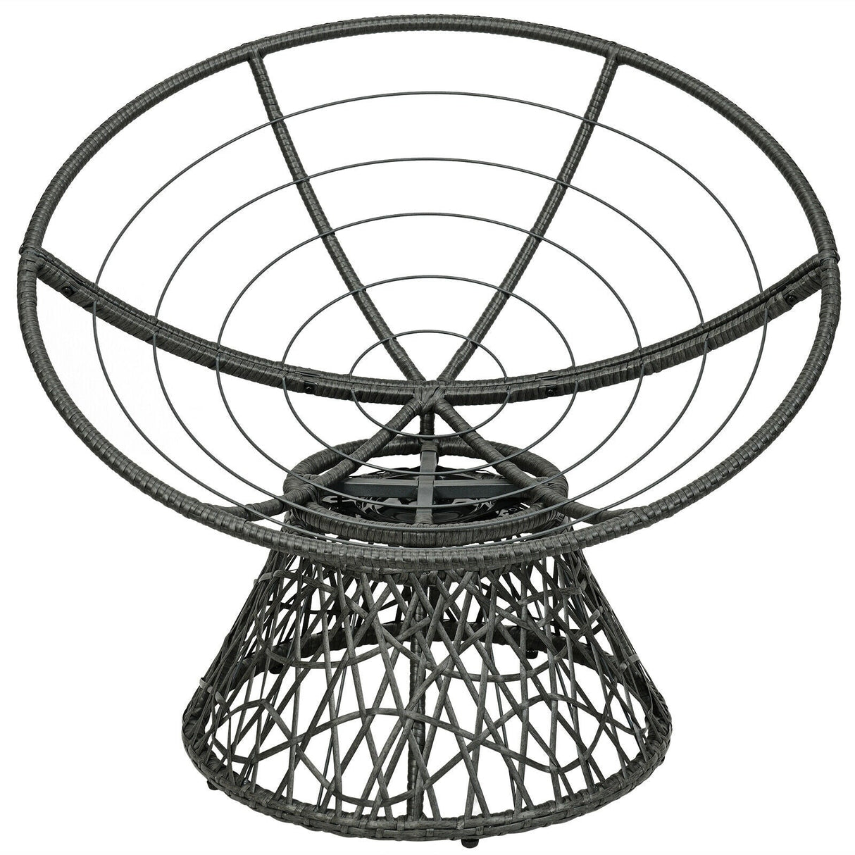 Sillón Papasan de Ratán Ergonómico Giratorio 360 Grados Cojín Suave para Jardín