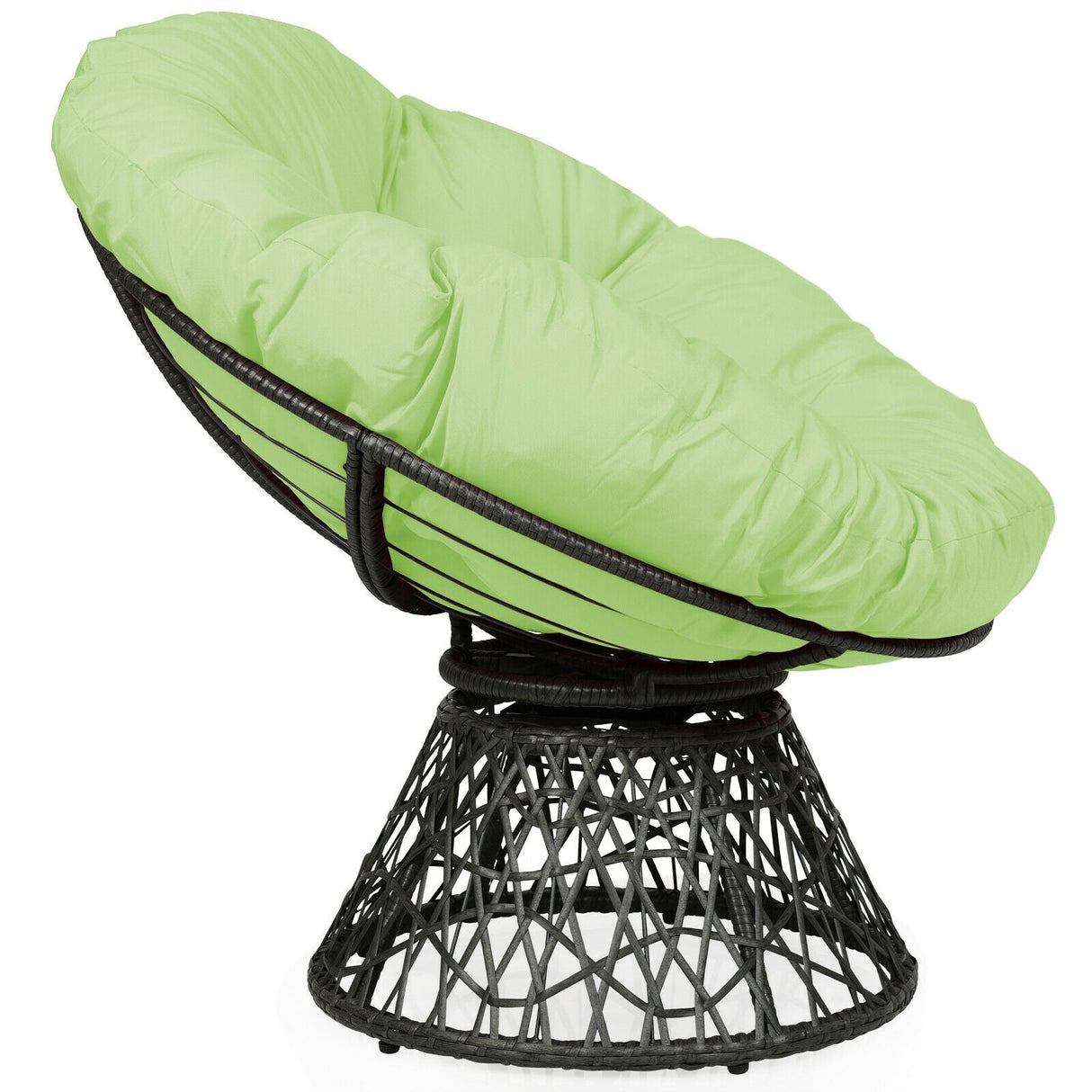 Sillón Papasan de Ratán Ergonómico Giratorio 360 Grados Cojín Suave para Jardín