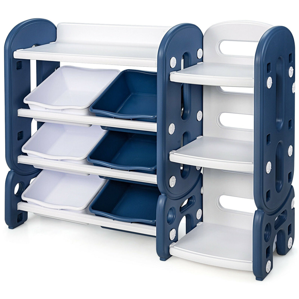 Organizador de almacenamiento de juguetes para niños con cubos y estante multicapa para dormitorio o sala de juegos