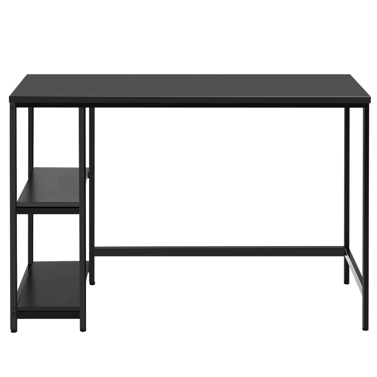 Escritorio de ordenador de 47 pulgadas, mesa de estudio, estación de trabajo para el hogar con estante ajustable, negro