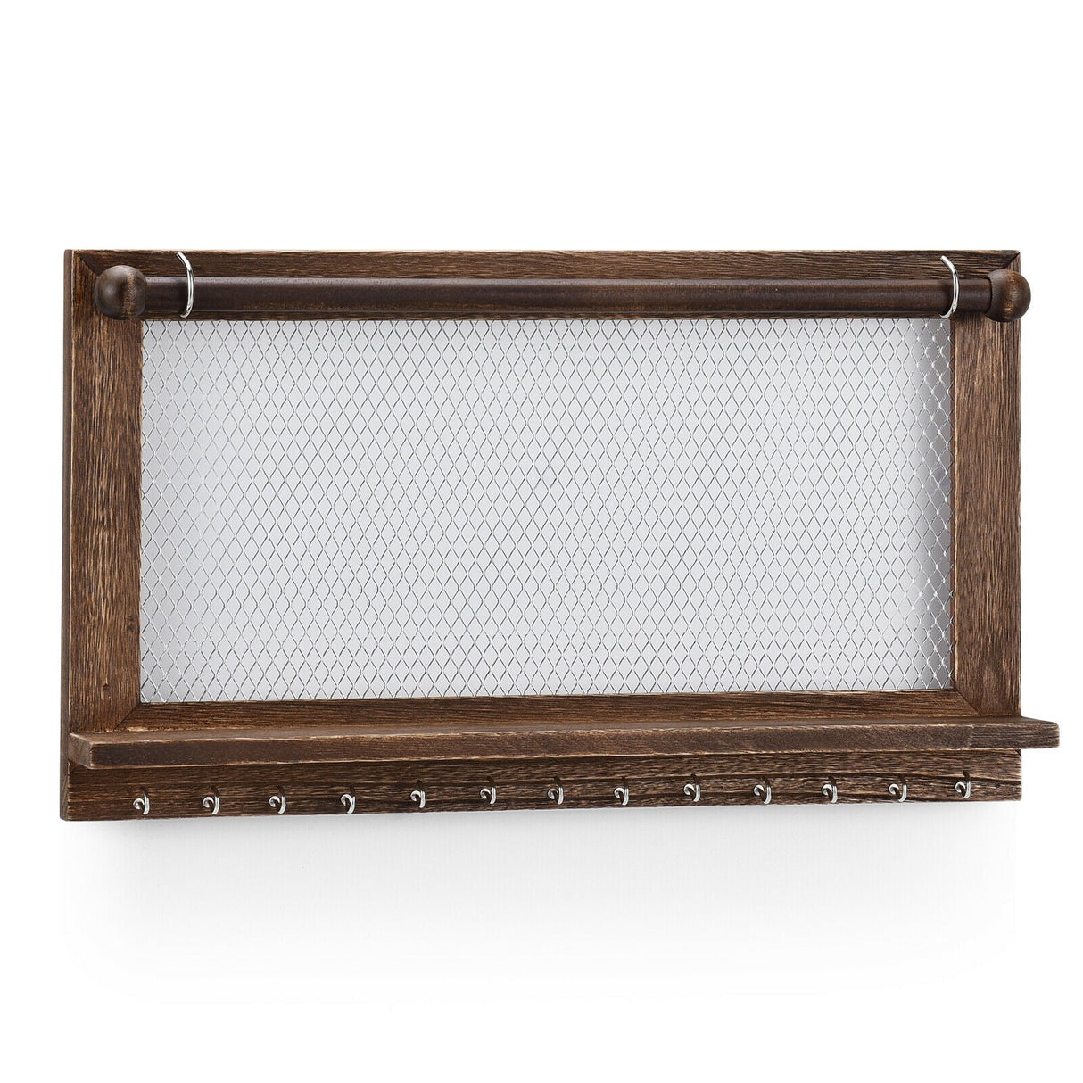 Expositor de joyas de pared con barra extraíble para pulseras