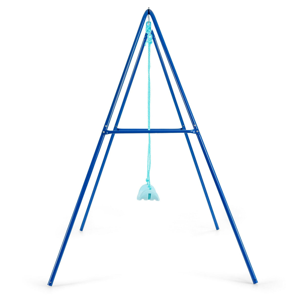 Outdoor Kids Swing Set with Heavy-Duty Metal A-Frame and Ground Stakes