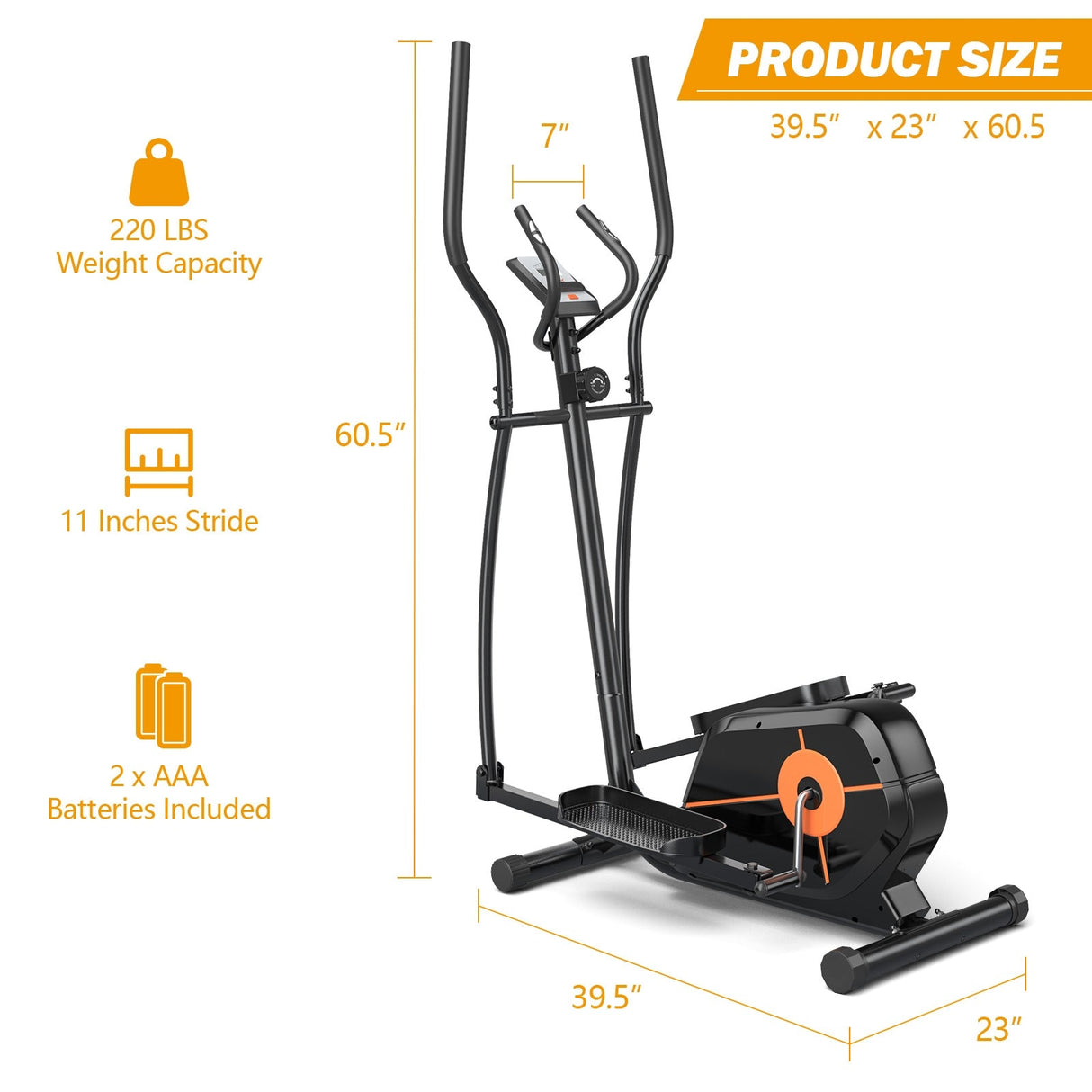 Máquina Elíptica de Ejercicio con Resistencia Magnética y Monitor LCD