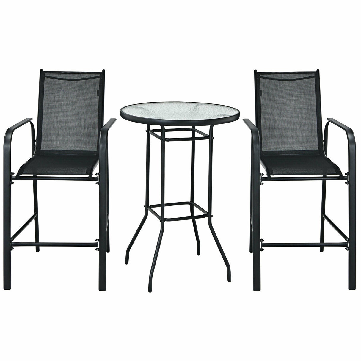 Juego de 3 taburetes de mesa de bar para patio exterior
