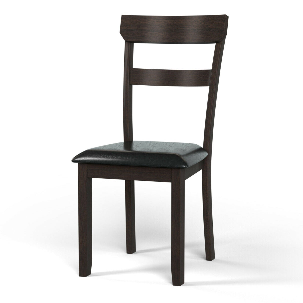 Juego de 2 sillas de comedor con estructura de madera de caucho y asiento tapizado de piel sintética
