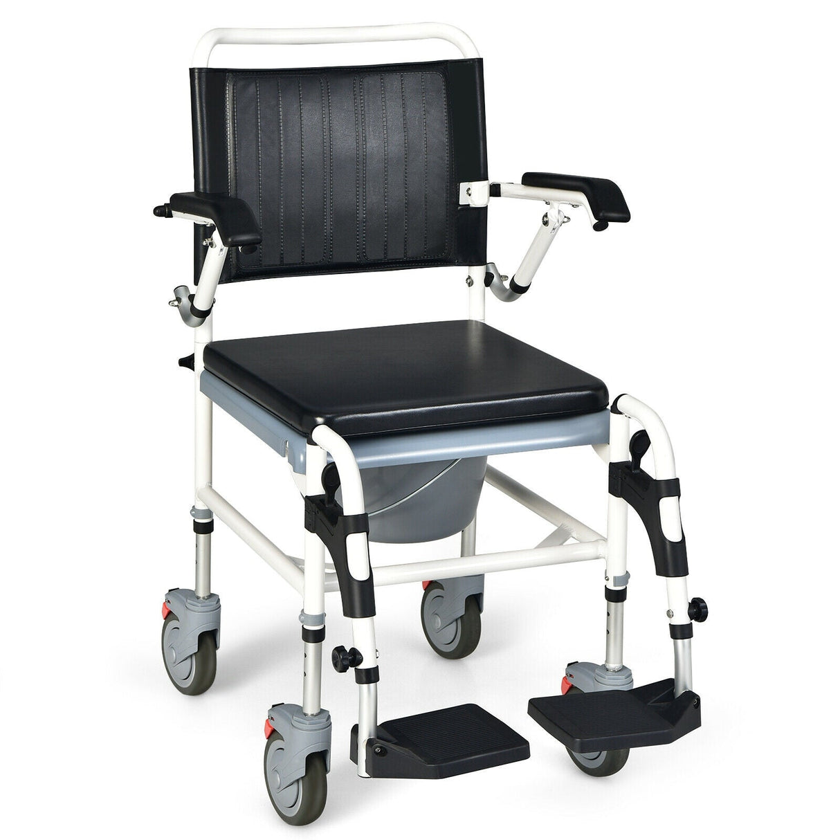 Silla de ruedas inodoro 4 en 1 con balde desmontable
