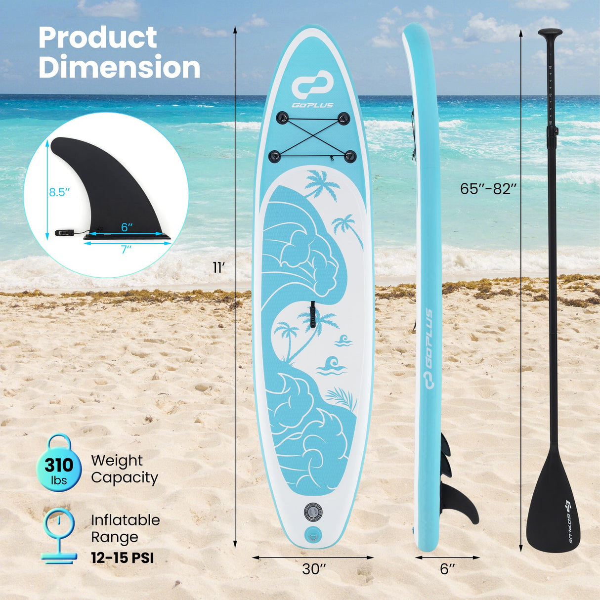 Tabla de paddle surf hinchable de 10/11 pies con accesorios SUP prémium