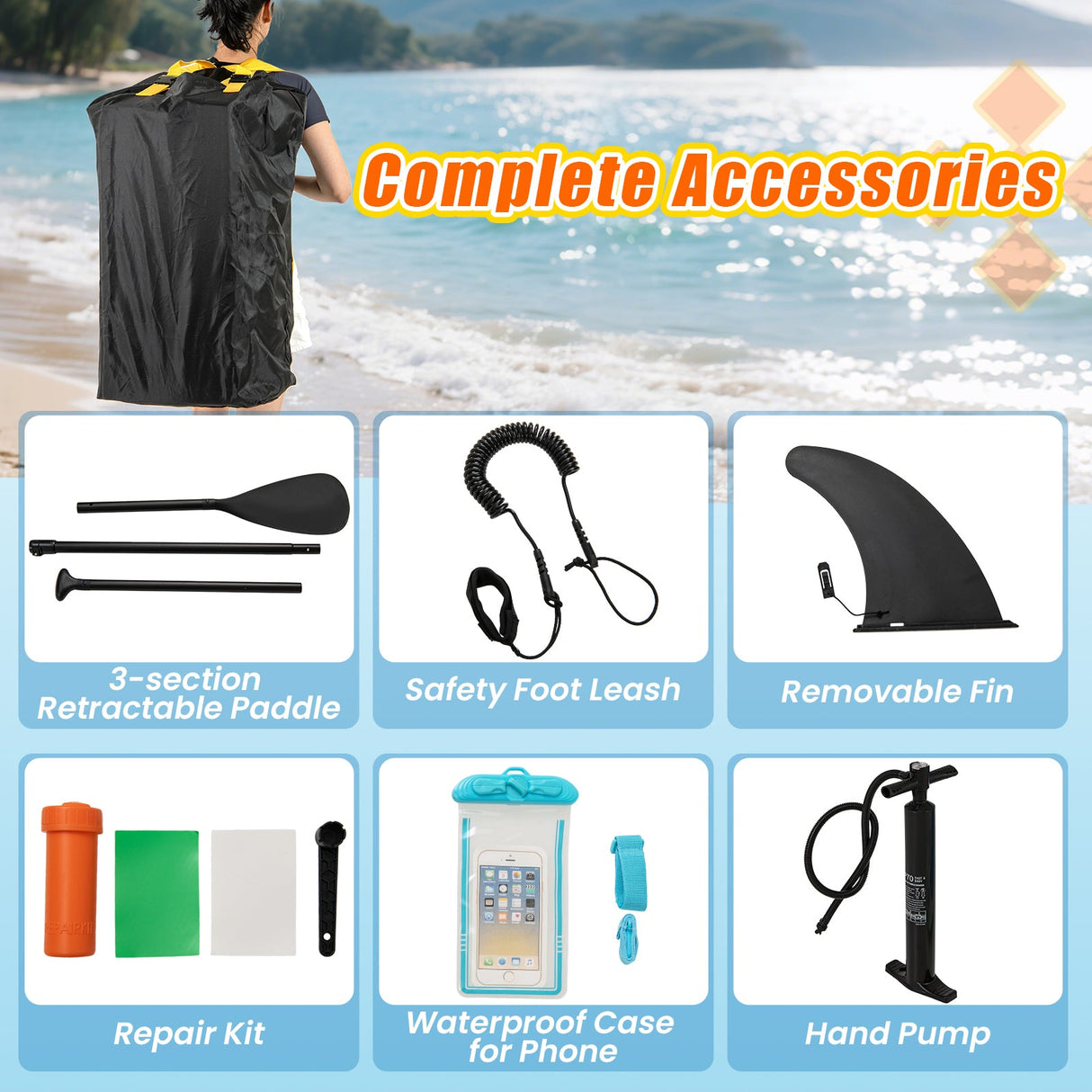11 Feet Premium SUP Inflatable Stand Up Paddle Board with Accessories for Youth Adults-L