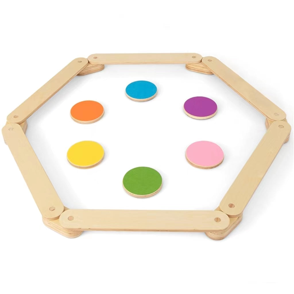 Viga 12 piezas de madera con vigas de equilibrio y piedras de paso de colores para niños