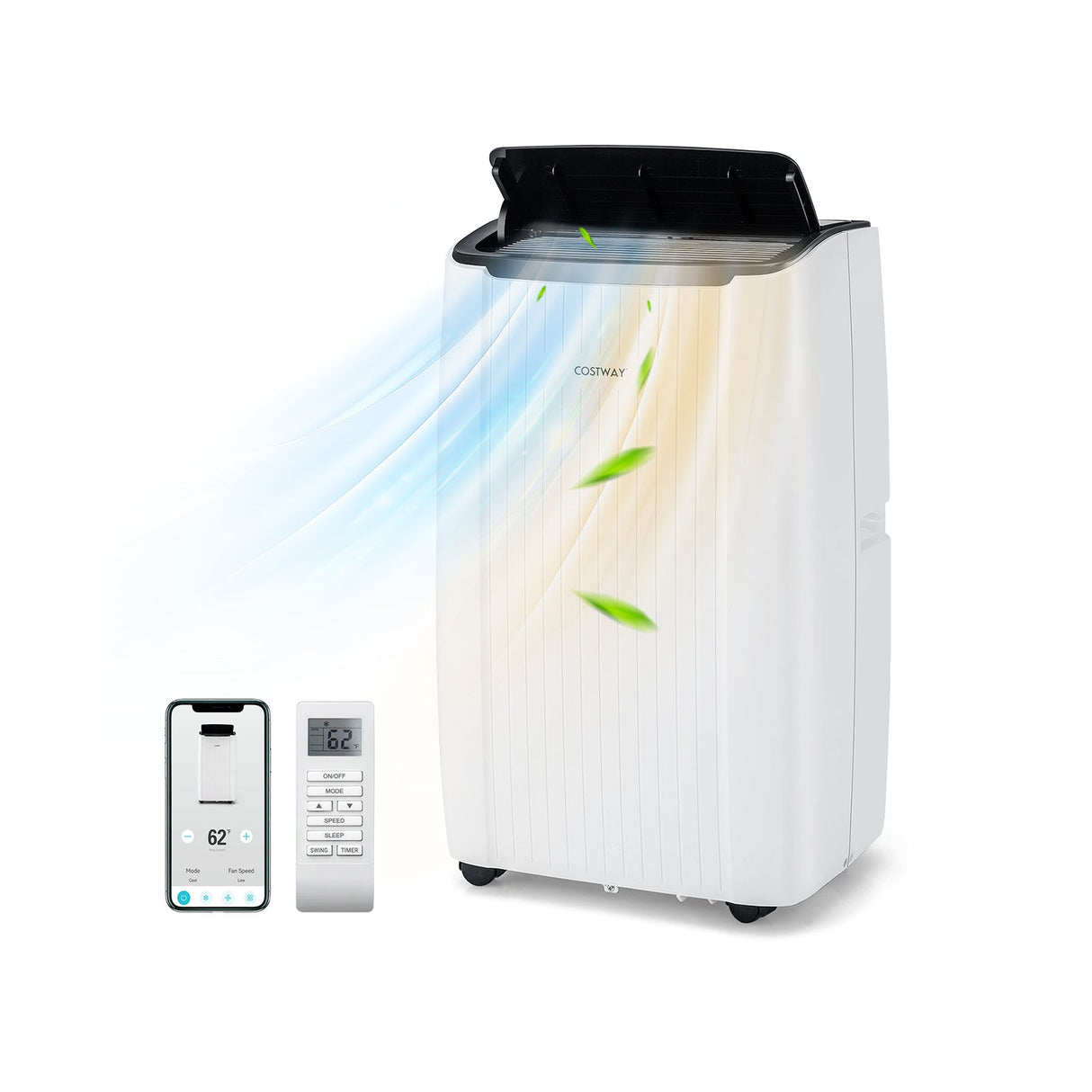 Aire Acondicionado Portátil de 12000 BTU, Unidad de CA Doméstica Inteligente 4 en 1 con WiFi y Calefacción
