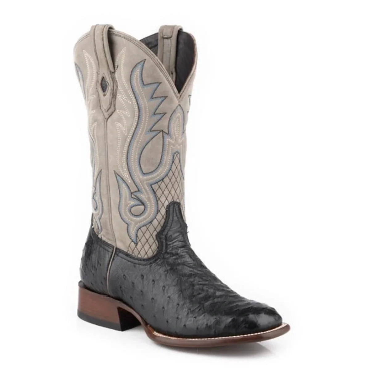 Stetson Ozzy (blanco/negro) - Bota vaquera de avestruz para hombre