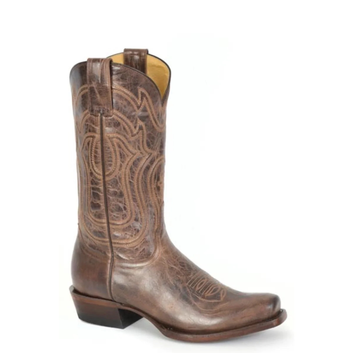 Botas vaqueras de hombre Stetson Garrett con tacón cowboy (marrón)