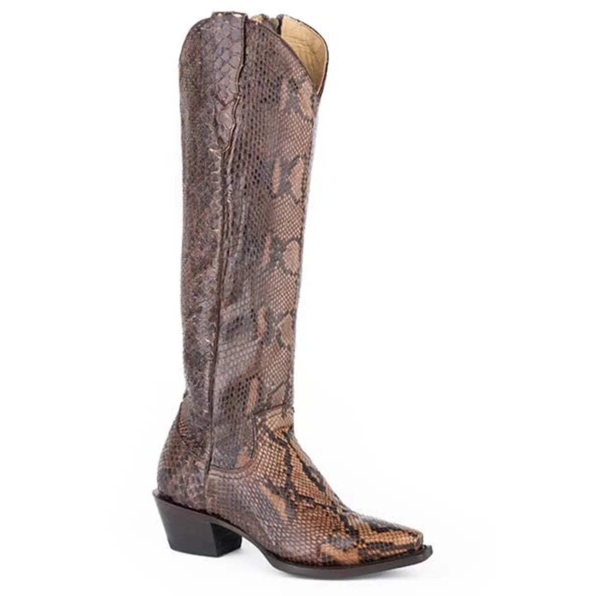 Stetson Yasmin (Marrón) - Bota vaquera de cuero de pitón para mujer