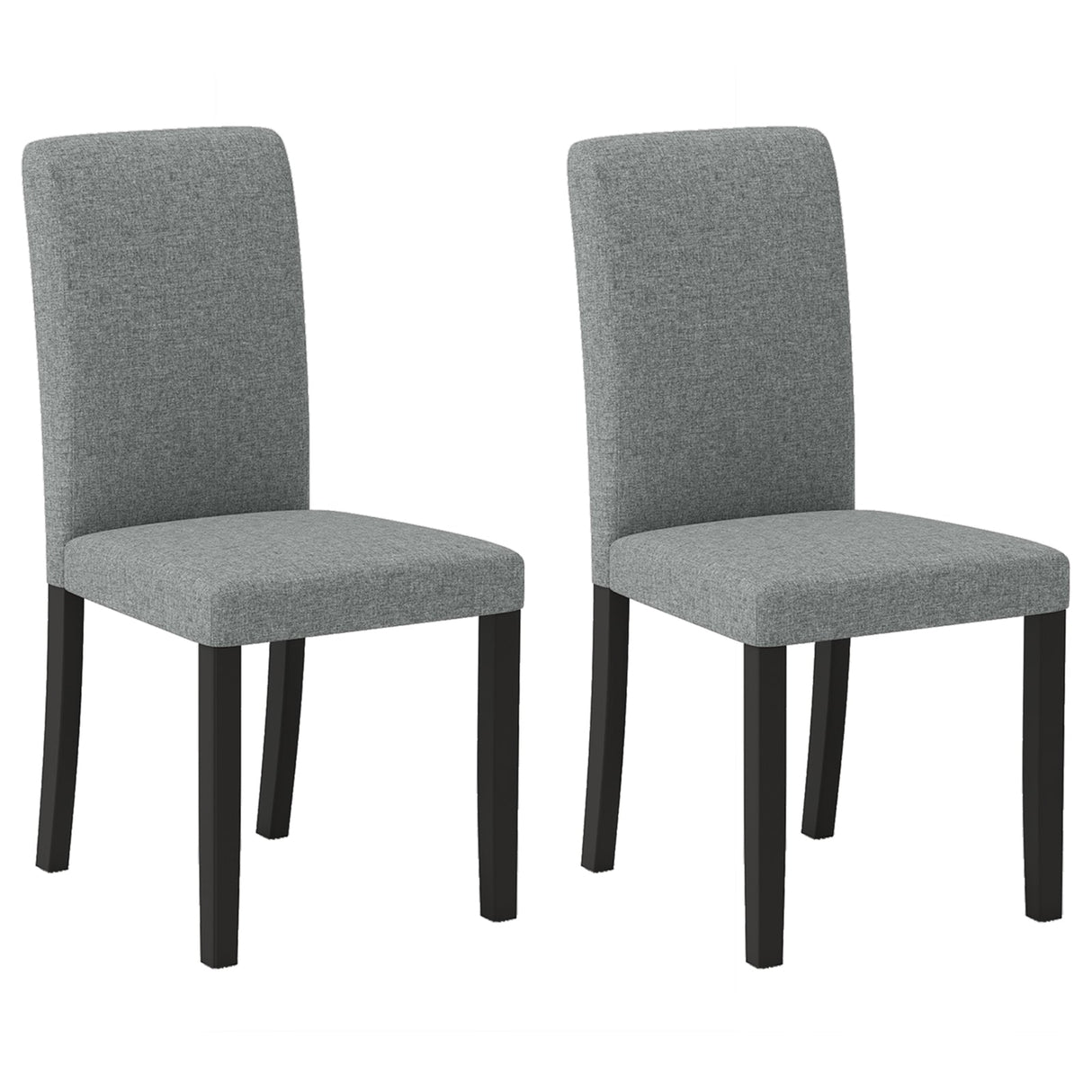 Juego de 2 sillas de comedor modernas de mediados de siglo con patas de madera de caucho - Gris