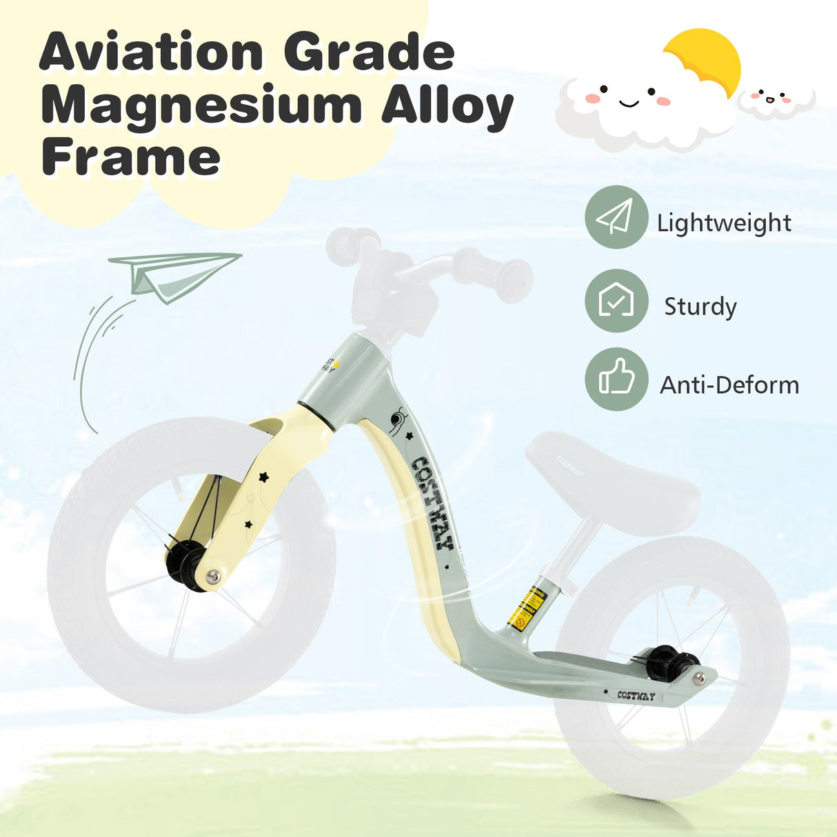Bicicleta de equilibrio de 12 pulgadas con asiento ajustable y manillar giratorio para mayores de 36 meses