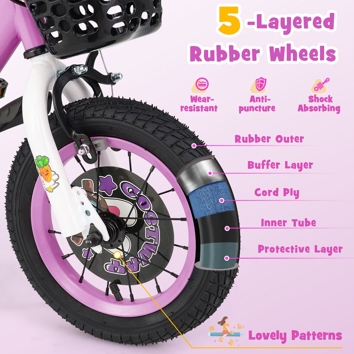 Bicicleta infantil de 14 pulgadas para niños de 3 a 5 años, bicicleta deportiva con manillar y sillín ajustables - 14 pulgadas