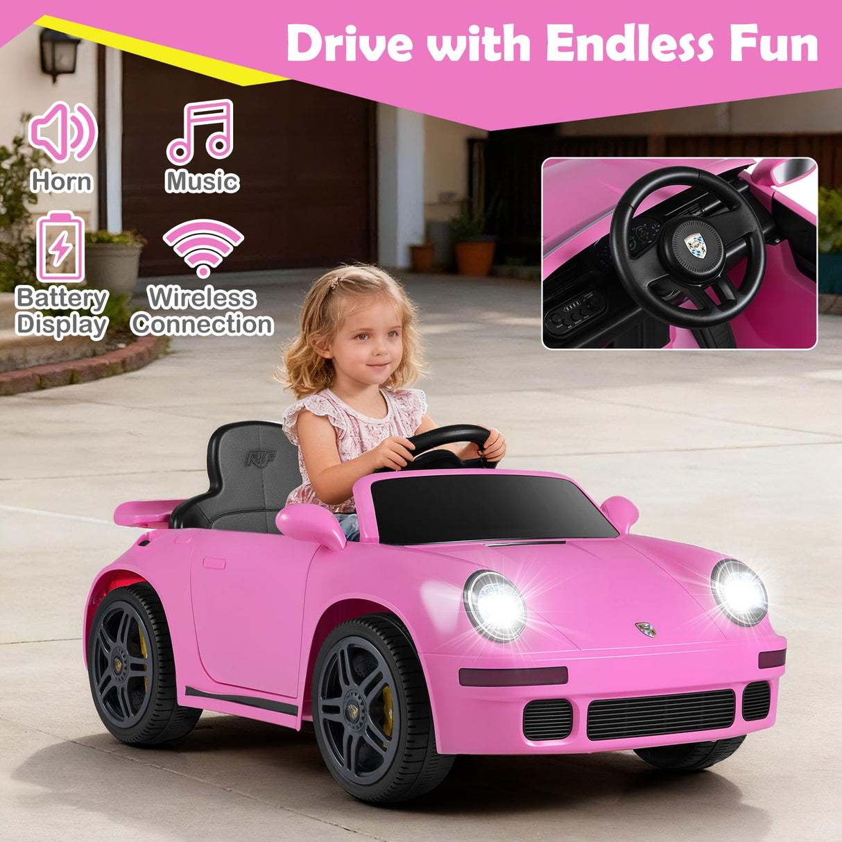 Coche Eléctrico de 12V con Licencia RUF CTR con Control Remoto y Música