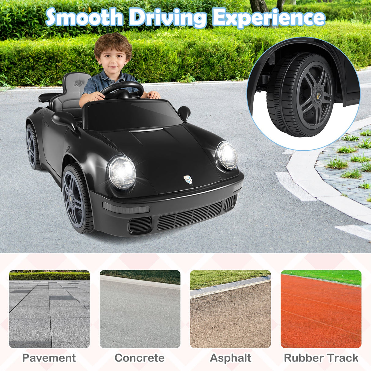 Coche Eléctrico de 12V con Licencia RUF CTR con Control Remoto y Música