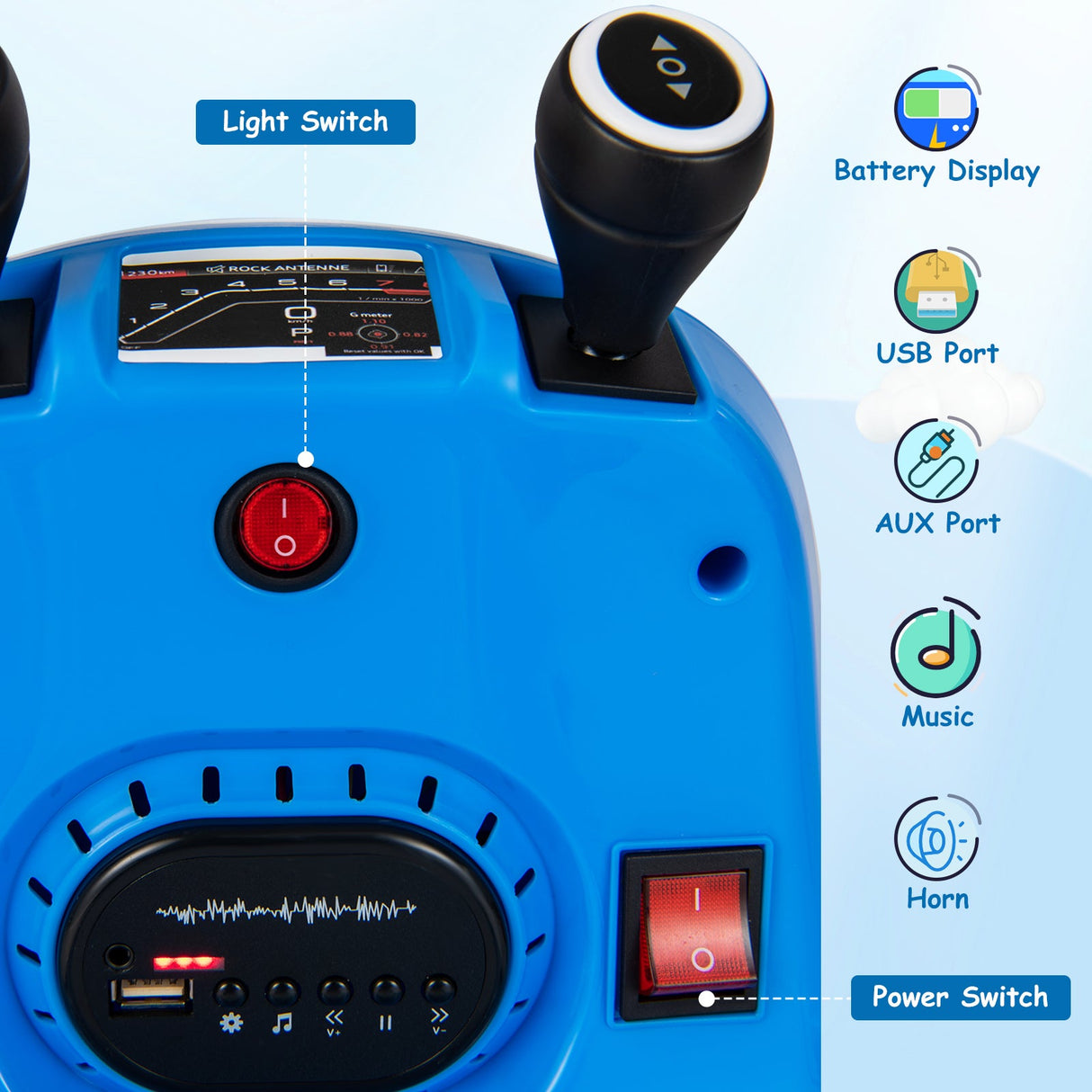 Coche de choque para niños de 12 V con control remoto, luces y música