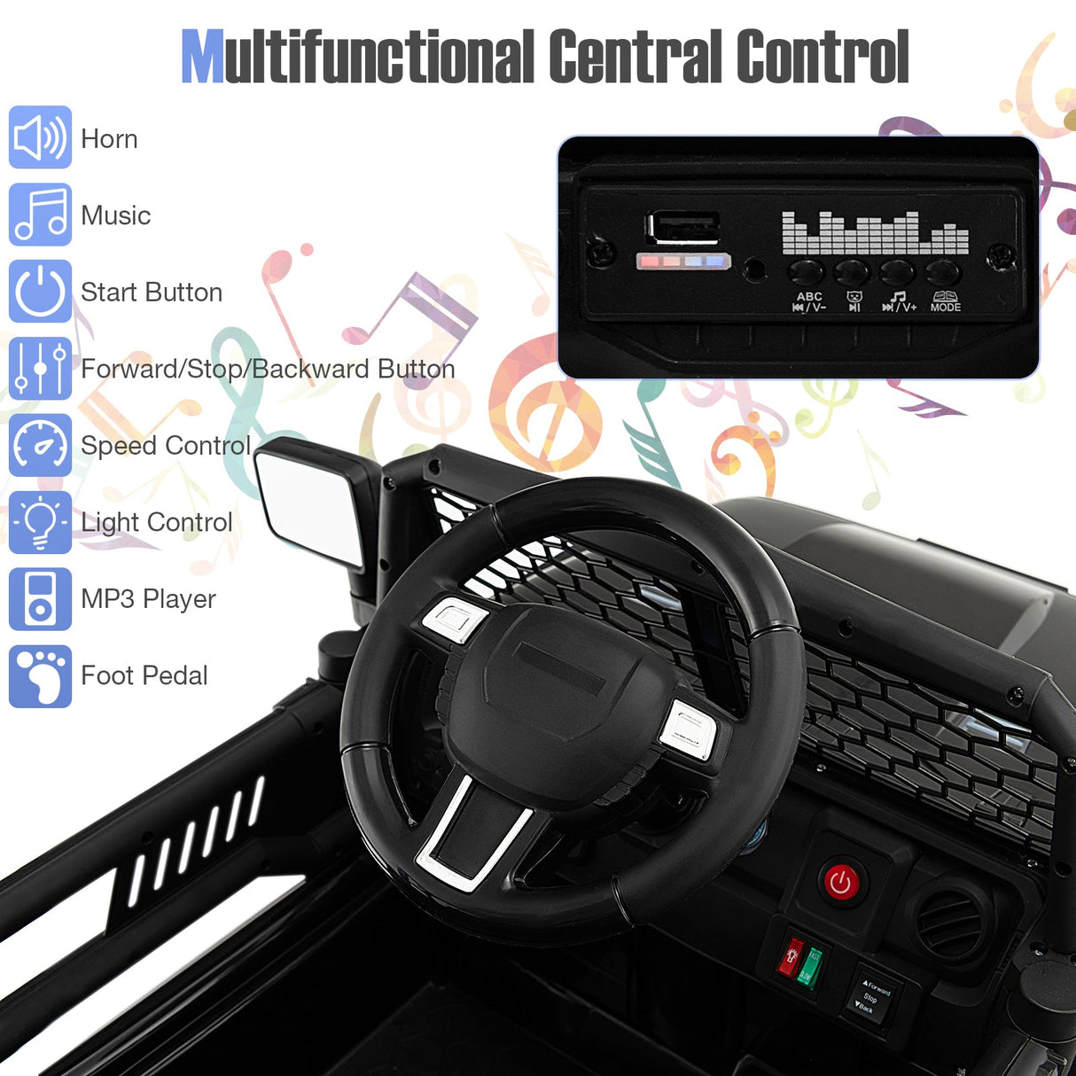Camioneta de 12 V para niños con control remoto y faros