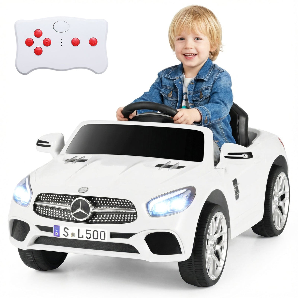 Coche Eléctrico Infantil Mercedes-Benz 12V con Control Remoto y Música