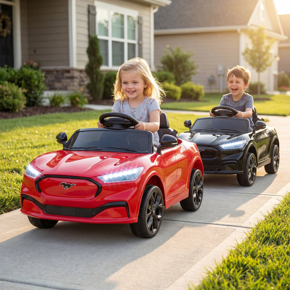 Coche eléctrico infantil 12V Ford Mach E con licencia, control parental y bocina