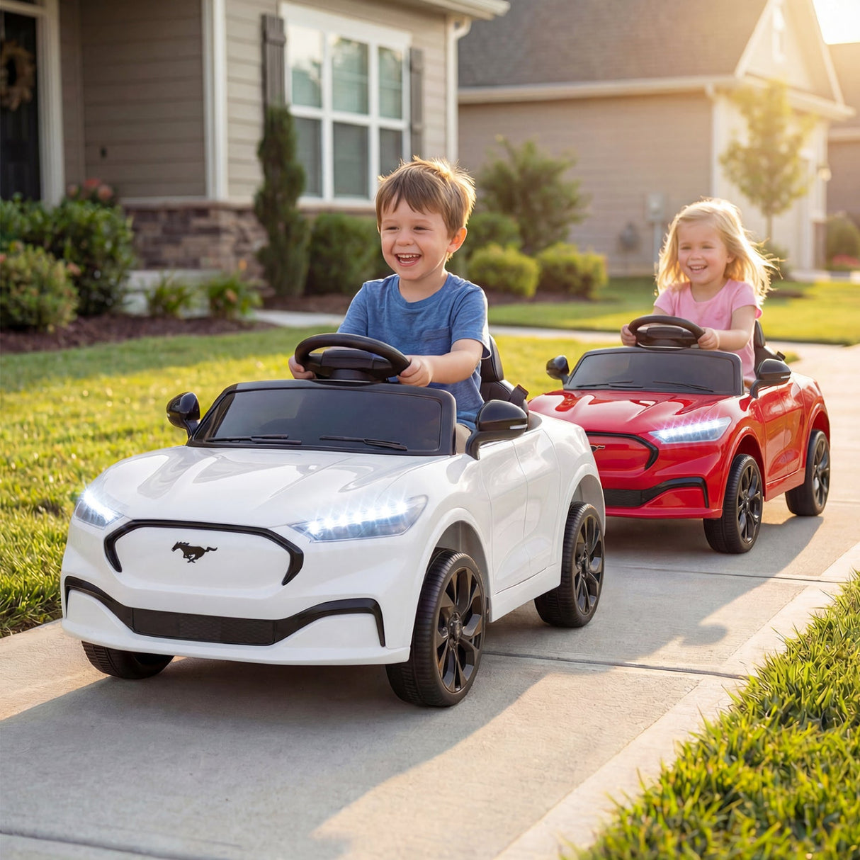 Coche eléctrico infantil 12V Ford Mach E con licencia, control parental y bocina