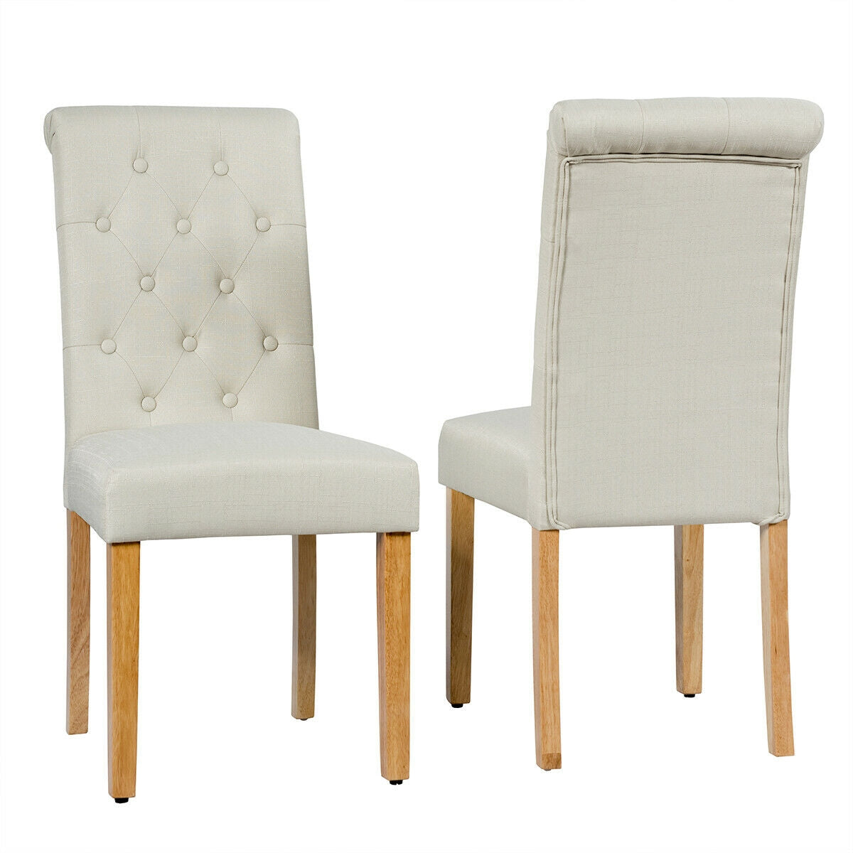 Juego de 2 sillas de comedor tapizadas con almohadillas antideslizantes ajustables