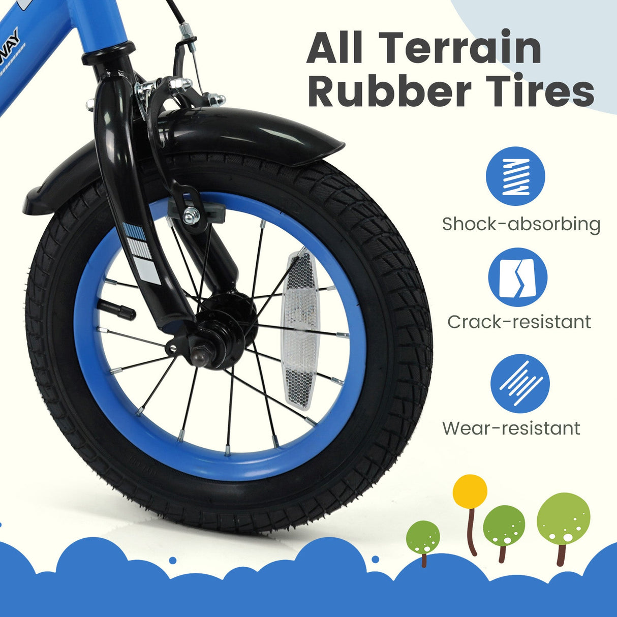 Bicicleta infantil de 12/14/16/18 pulgadas con ruedas de entrenamiento extraíbles y asiento ajustable para niños de 3 a 8 años, azul marino