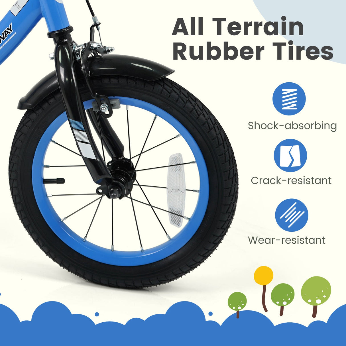 Bicicleta infantil de 12/14/16/18 pulgadas con ruedas de entrenamiento extraíbles y asiento ajustable para niños de 3 a 8 años, azul marino