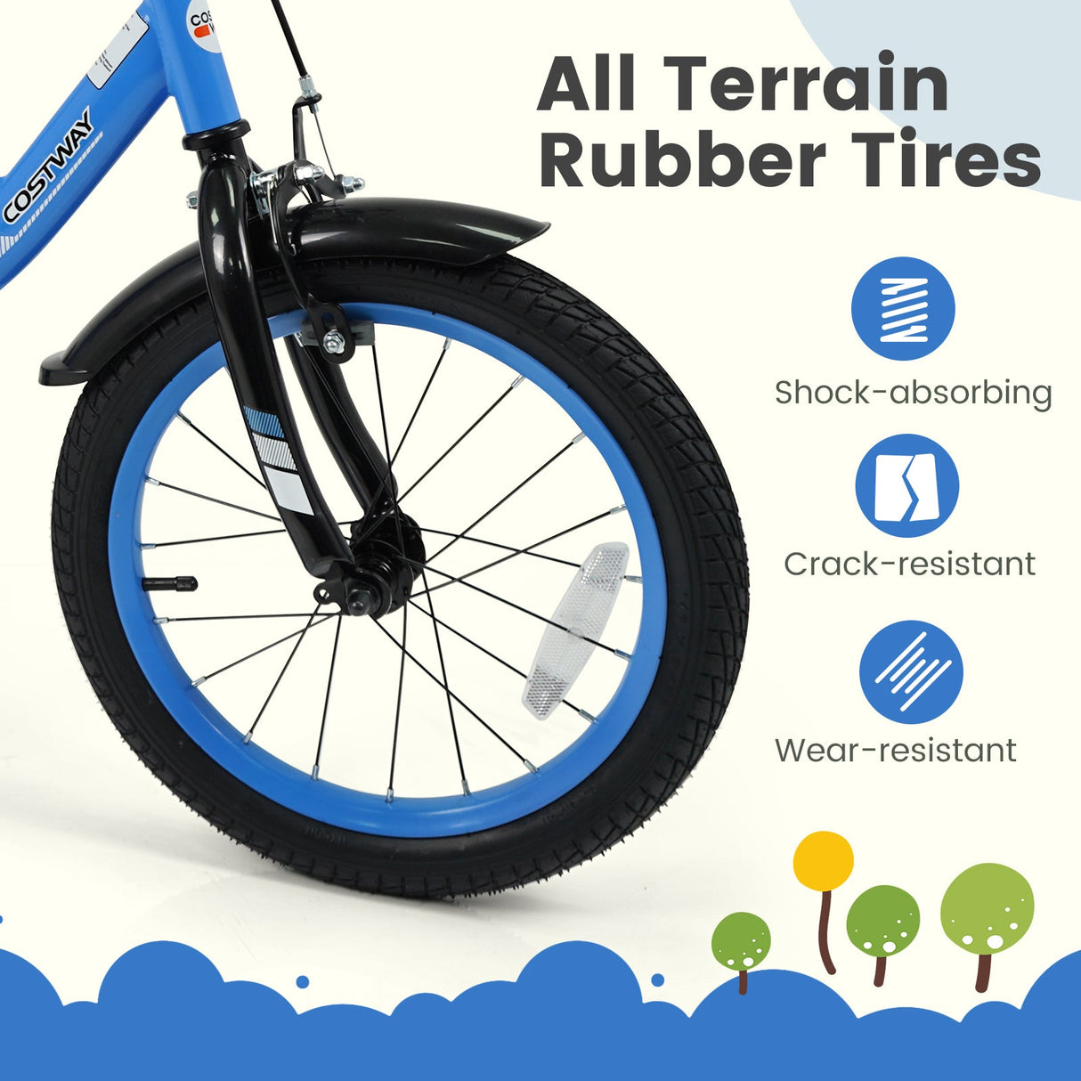 Bicicleta infantil de 12/14/16/18 pulgadas con ruedas de entrenamiento extraíbles y asiento ajustable para niños de 3 a 8 años, azul marino