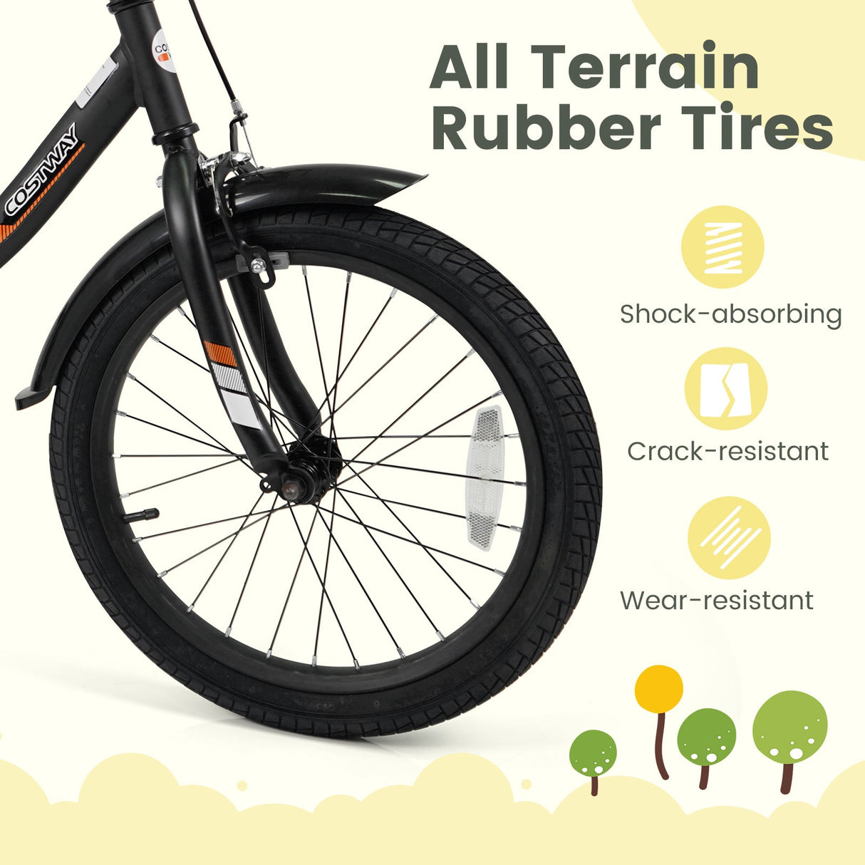 Bicicleta infantil de 12/14/16/18 pulgadas con ruedas de entrenamiento extraíbles y asiento ajustable para niños de 3 a 8 años, color negro
