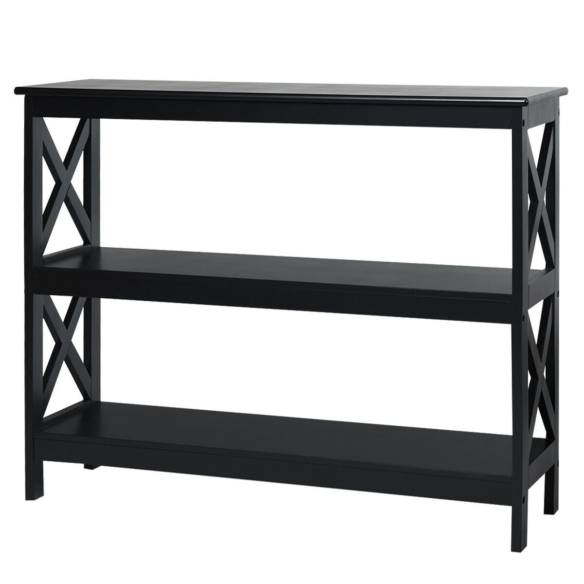 Mesa auxiliar decorativa de sofá con diseño en X y 3 niveles