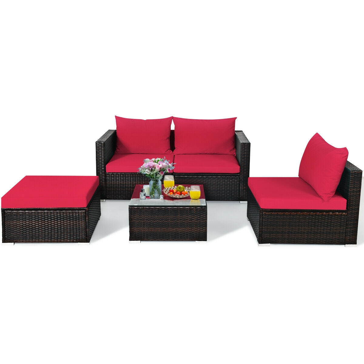 Juego de muebles de ratán para patio de 5 piezas