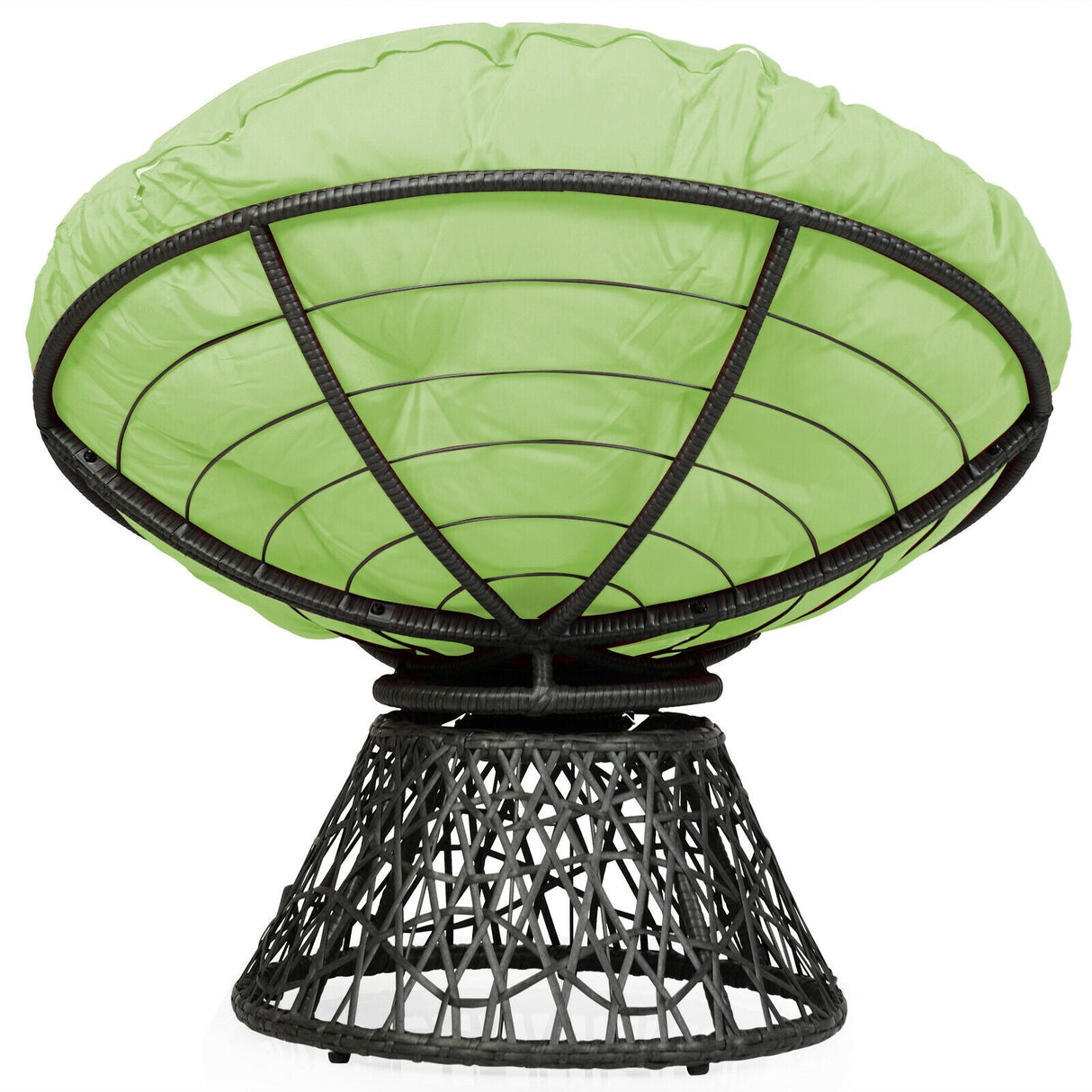 Sillón Papasan de Ratán Ergonómico Giratorio 360 Grados Cojín Suave para Jardín