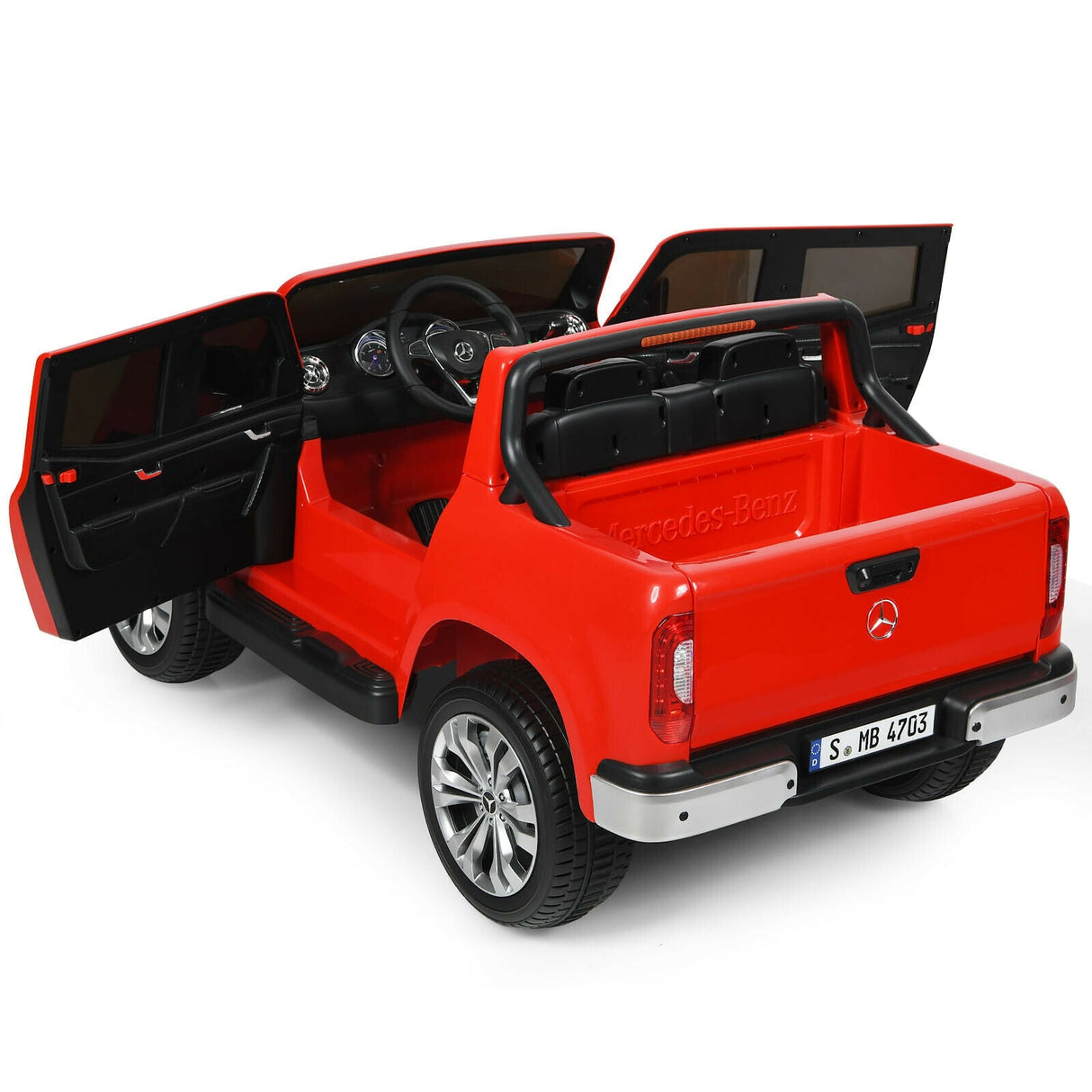 Coche Eléctrico de 12 V para Niños de 2 Plazas, con Licencia Mercedes Benz Clase X, con Mando a Distancia y Maletero - Rojo