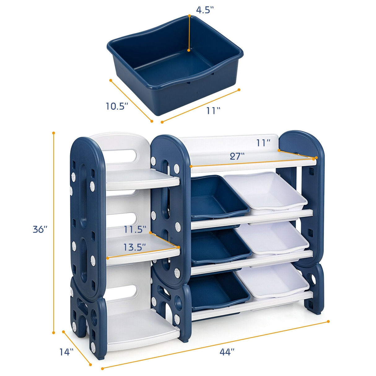 Organizador de almacenamiento de juguetes para niños con cubos y estante multicapa para dormitorio o sala de juegos