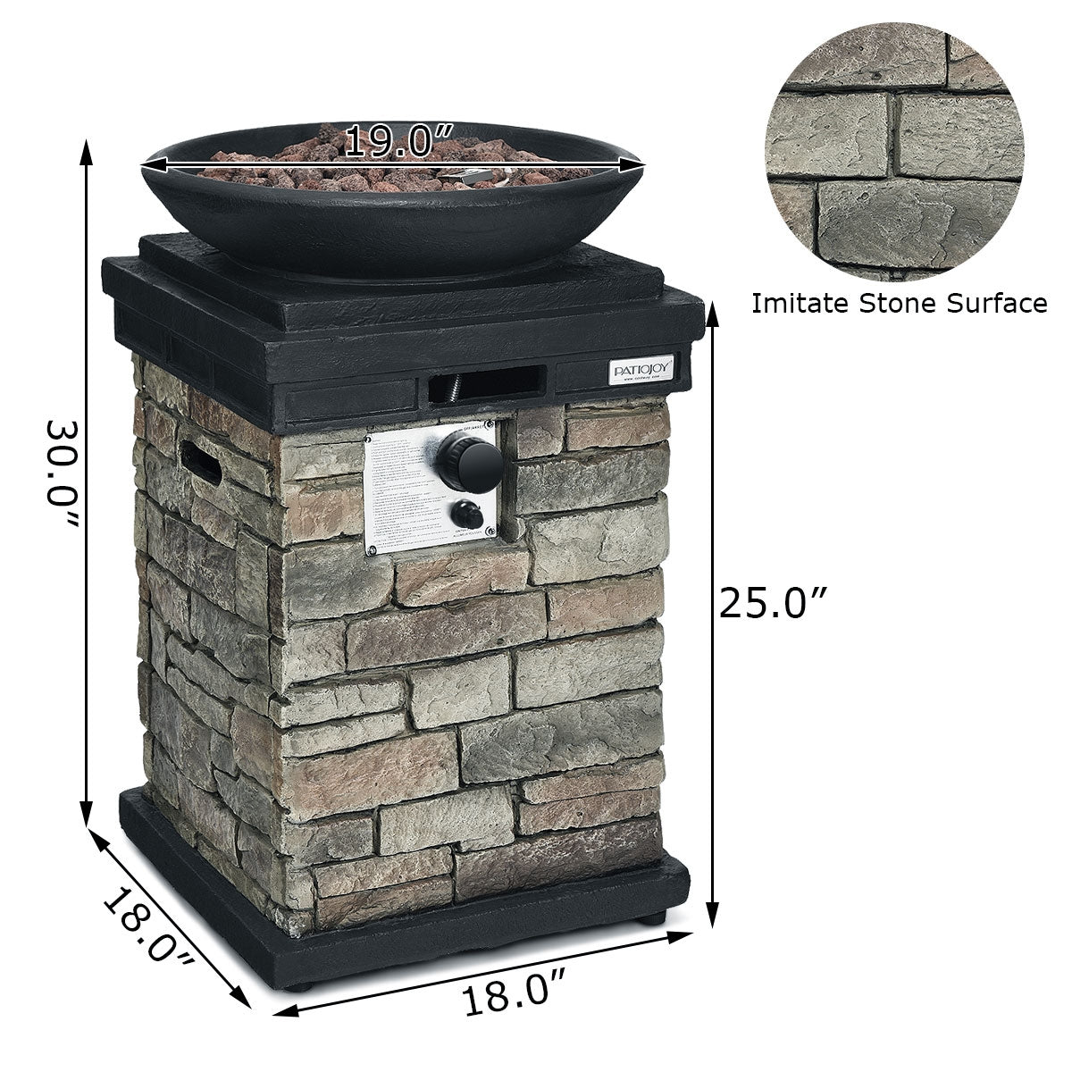 40000 BTU Columna Fogata de Propano para Exterior, Aspecto Realista, Calentador