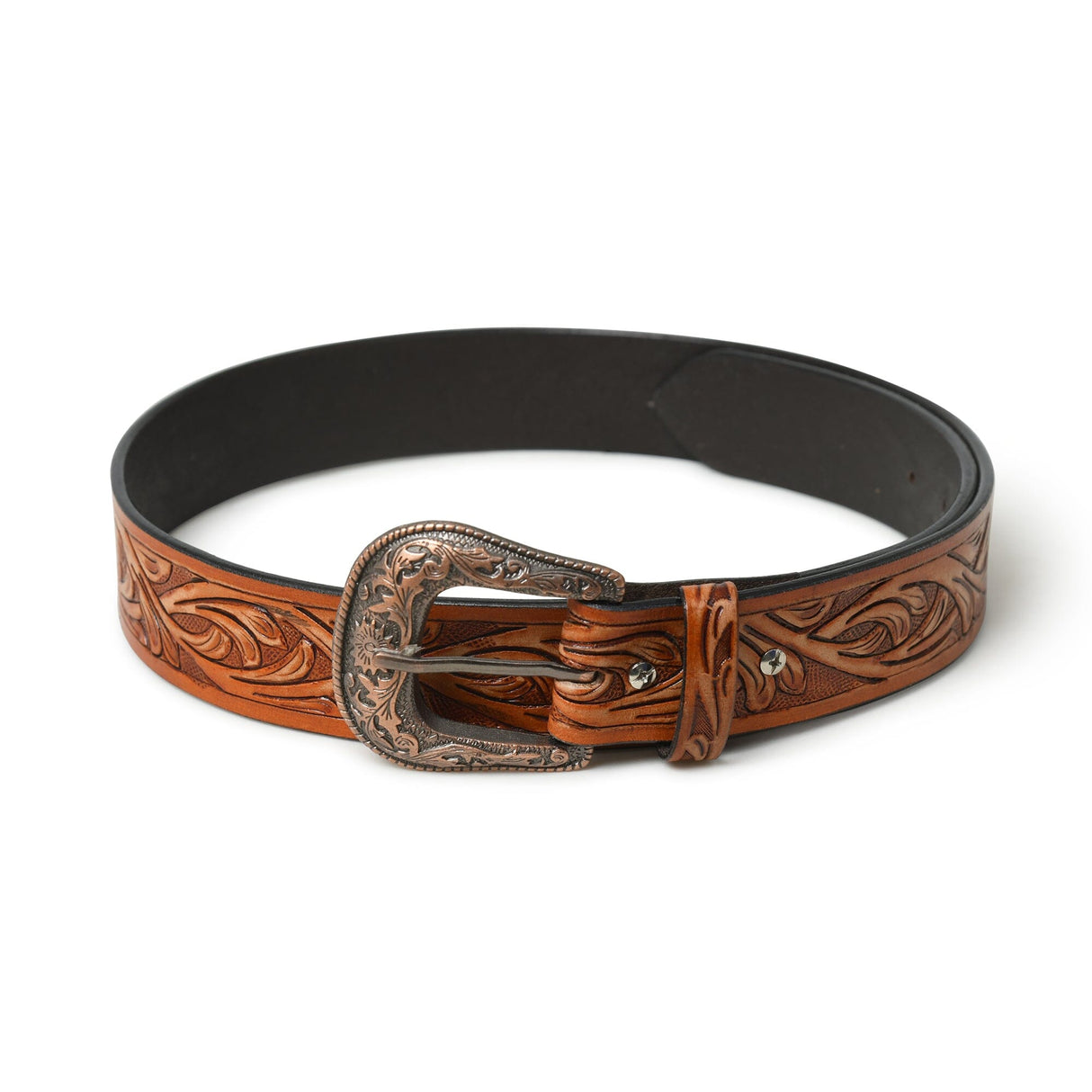 Cinturón de cuero de vaquero occidental - Marrón