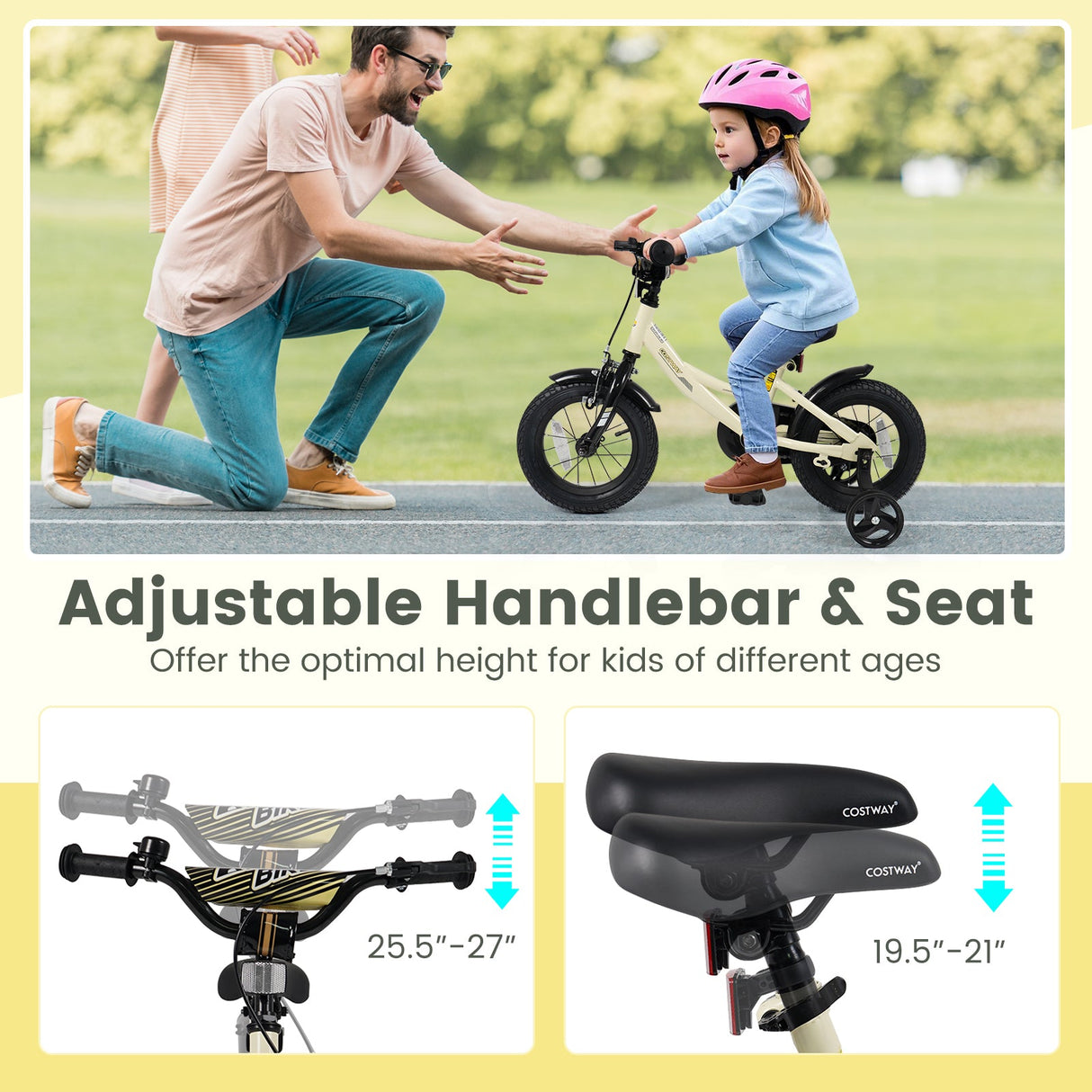 Bicicleta deportiva de 14 pulgadas para niños con ruedas de entrenamiento extraíbles