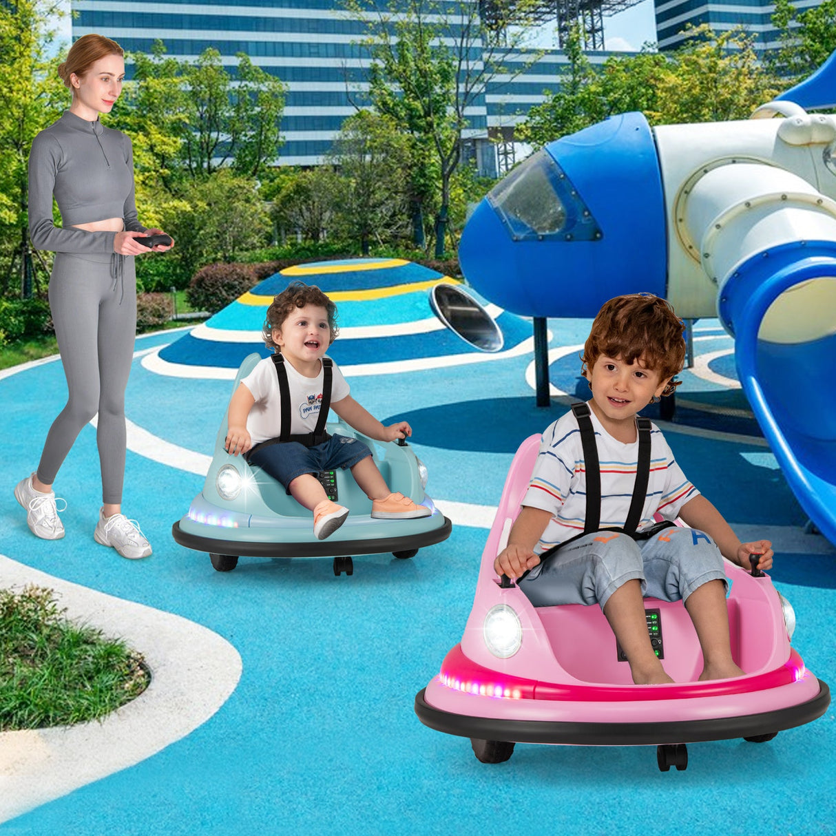 Coche de Choque para Niños de 12V con Control Remoto y Joysticks Duales