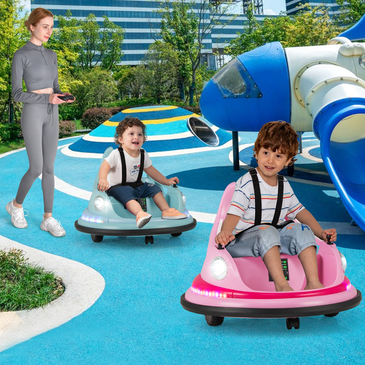 Coche de Choque para Niños de 12V con Control Remoto y Joysticks Duales