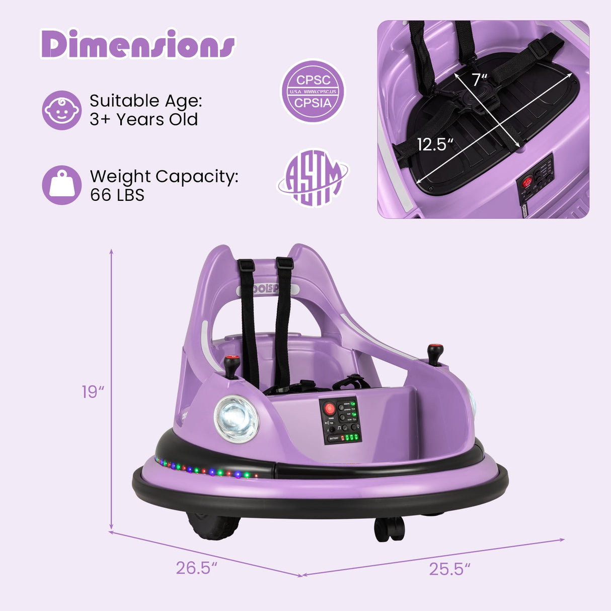 Coche de Choque para Niños de 12V con Control Remoto y Joysticks Duales