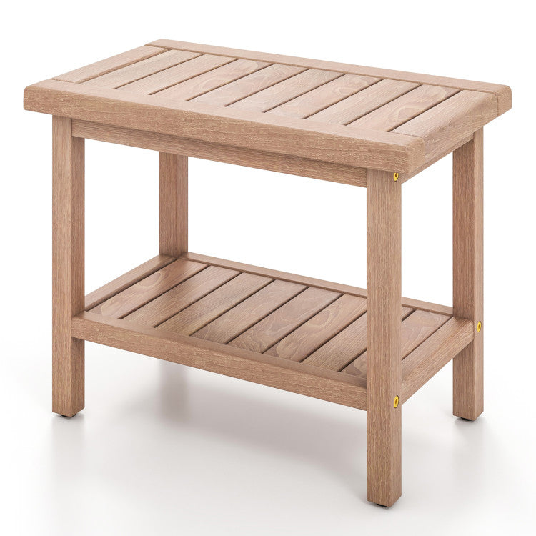 Juego de muebles para lavadero de 2 piezas: Banco de madera de teca + Estantería de bambú tipo escalera