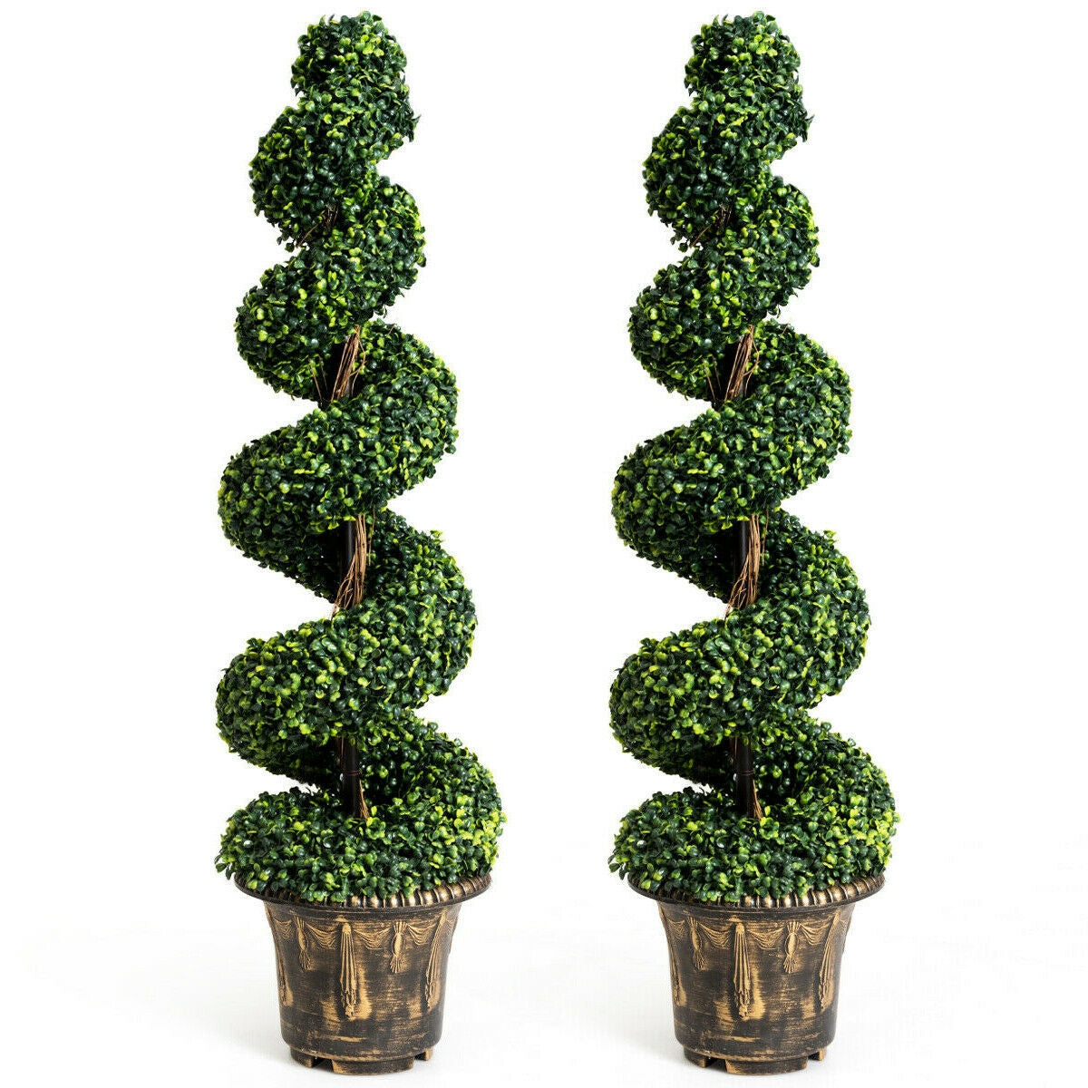 Juego de 2 árboles espirales de boj artificial de 4 pies para decoración