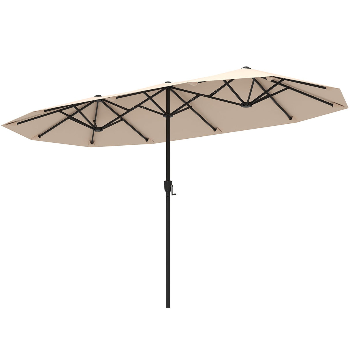 Sombrilla de Patio Grande de 13 Pies, Parasol Doble con Manivela para Exteriores - Beige