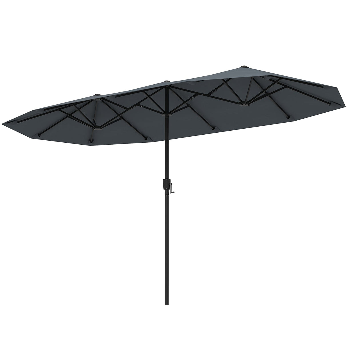 Sombrilla de Patio Grande de 13 Pies, Parasol Doble con Manivela para Exteriores - Beige