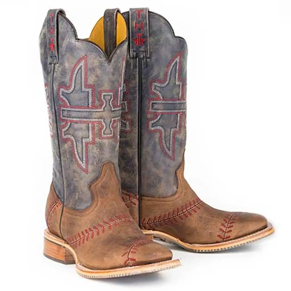 Bota Vaquera de Cuero Tin Haul Slugger con Suela Field Of Dreams (Negro/Café) - Para Hombre
